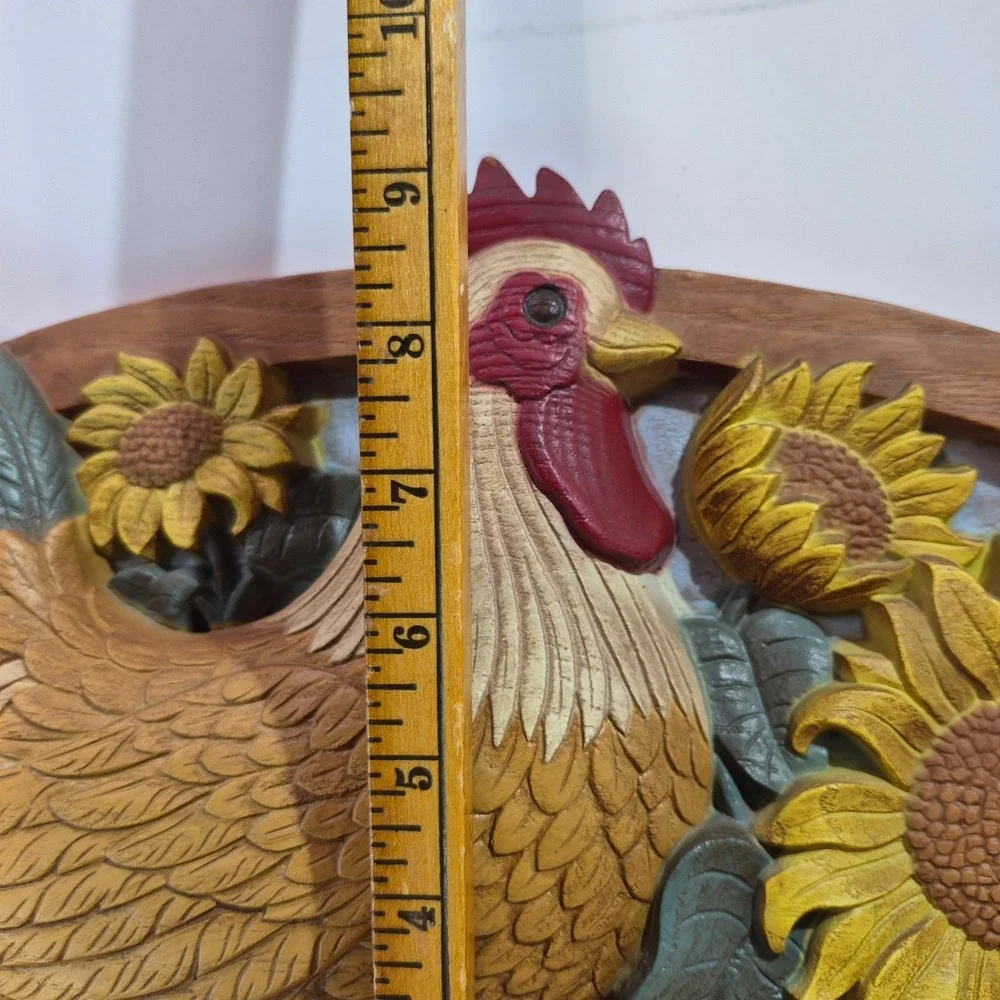 Home Interiors Rooster Sunflower Wall Plaque Vintage Farmhouse Decor 1649 22.5in